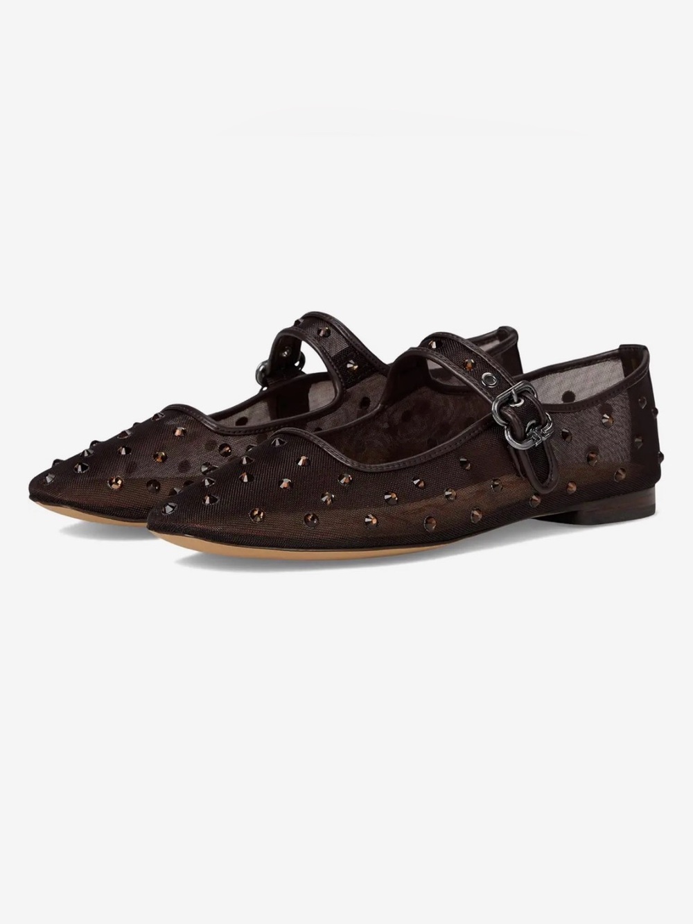 Sam Edelman Dark Brown Studded Mary Jane Flats